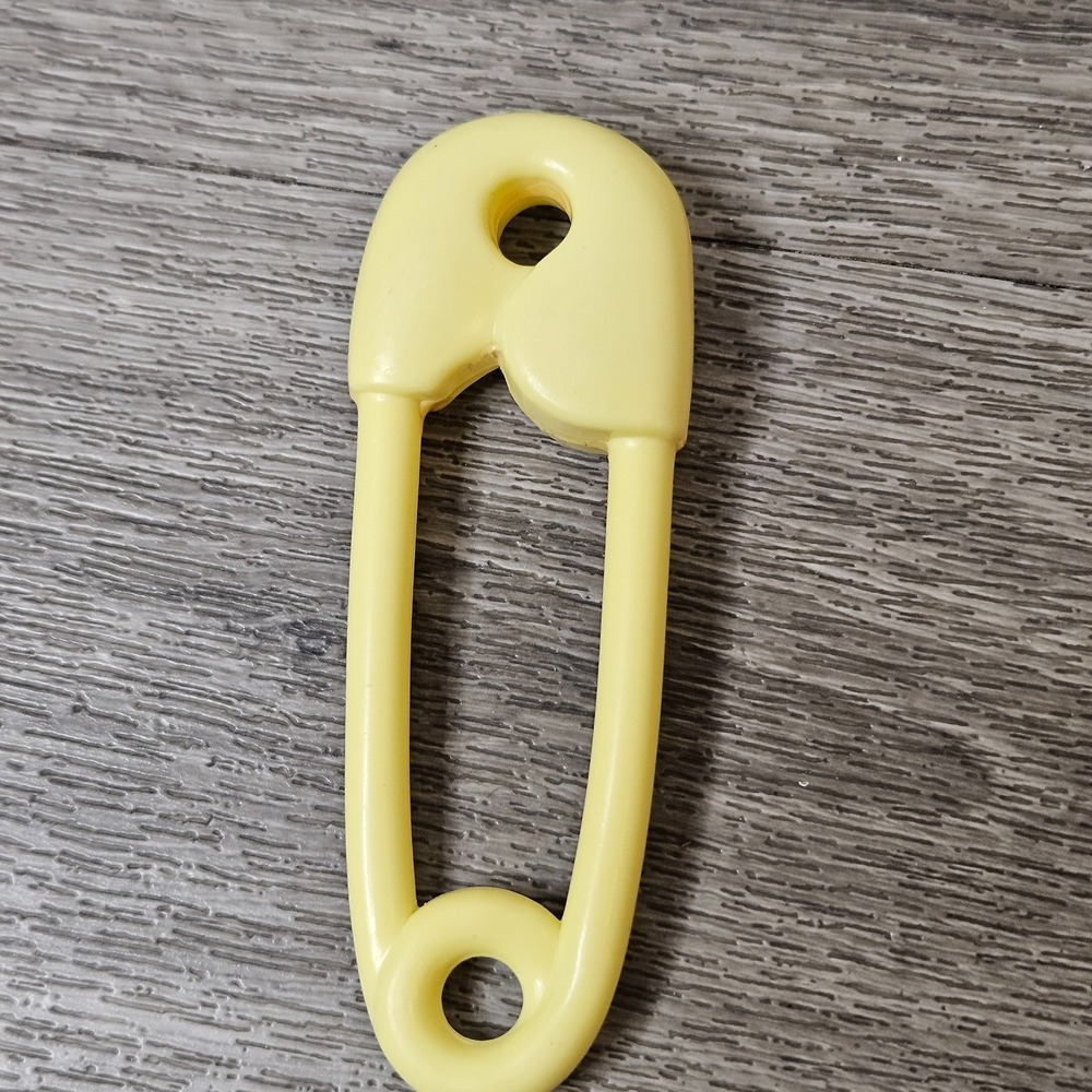 Antique Baby Rattle Yellow Safety Pin Baby Toy 1960s Infant Toys